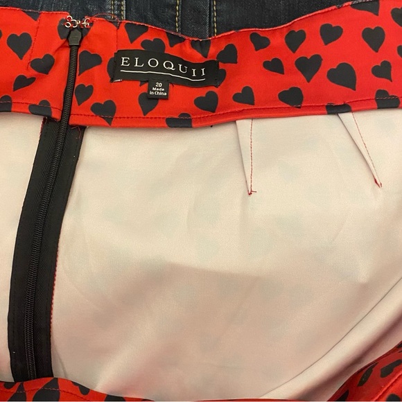Red and Black Allover Heart Print Eloquii neoprene scuba skirt, NWT, sz 20 - Picture 7 of 7